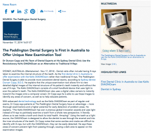 KaVo DIAGNOcam, first in Australia, Sydney dentist, Dr Duncan Copp, dental technology, oral exam, dental cleaning in Sydney