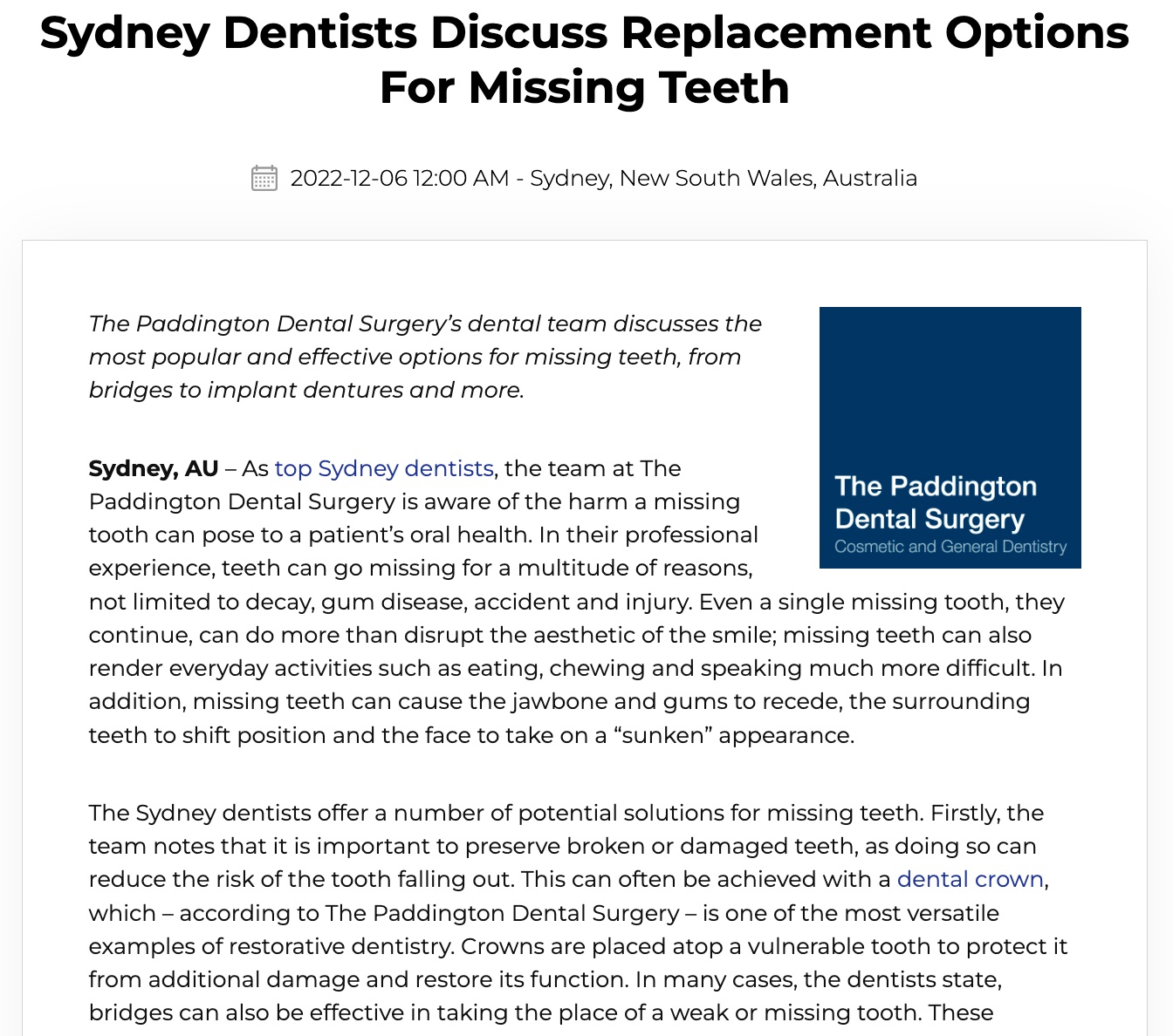 Sydney dentists compare implants, bridges and other tooth replacement options.